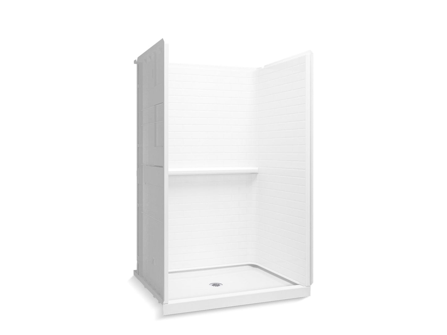 Sterling 72520106 Traverse 48" x 34" Vikrell® Shower with Aging in Place Backerboards, Center Drain, White