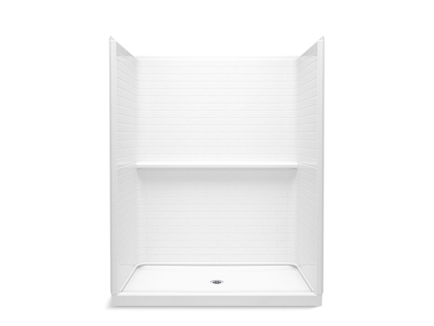 Sterling 72530106 Traverse 60" x 34" x 75" Vikrell® Shower with Aging in Place Backerboards, Center Drain, White