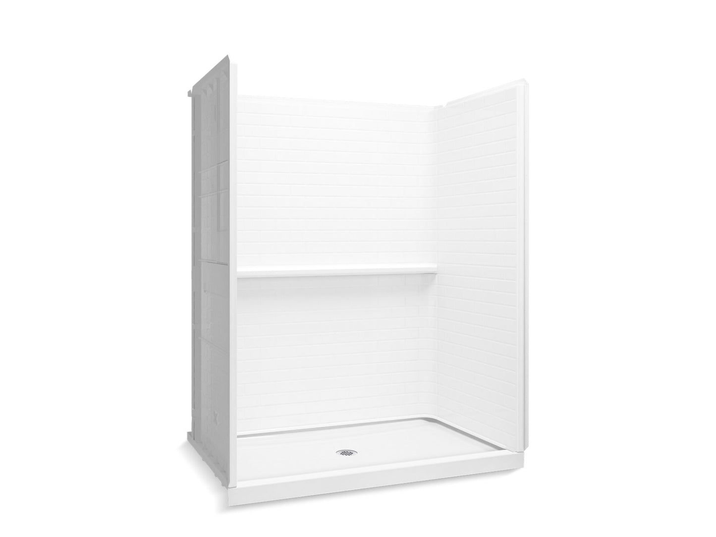 Sterling 72530106 Traverse 60" x 34" x 75" Vikrell® Shower with Aging in Place Backerboards, Center Drain, White