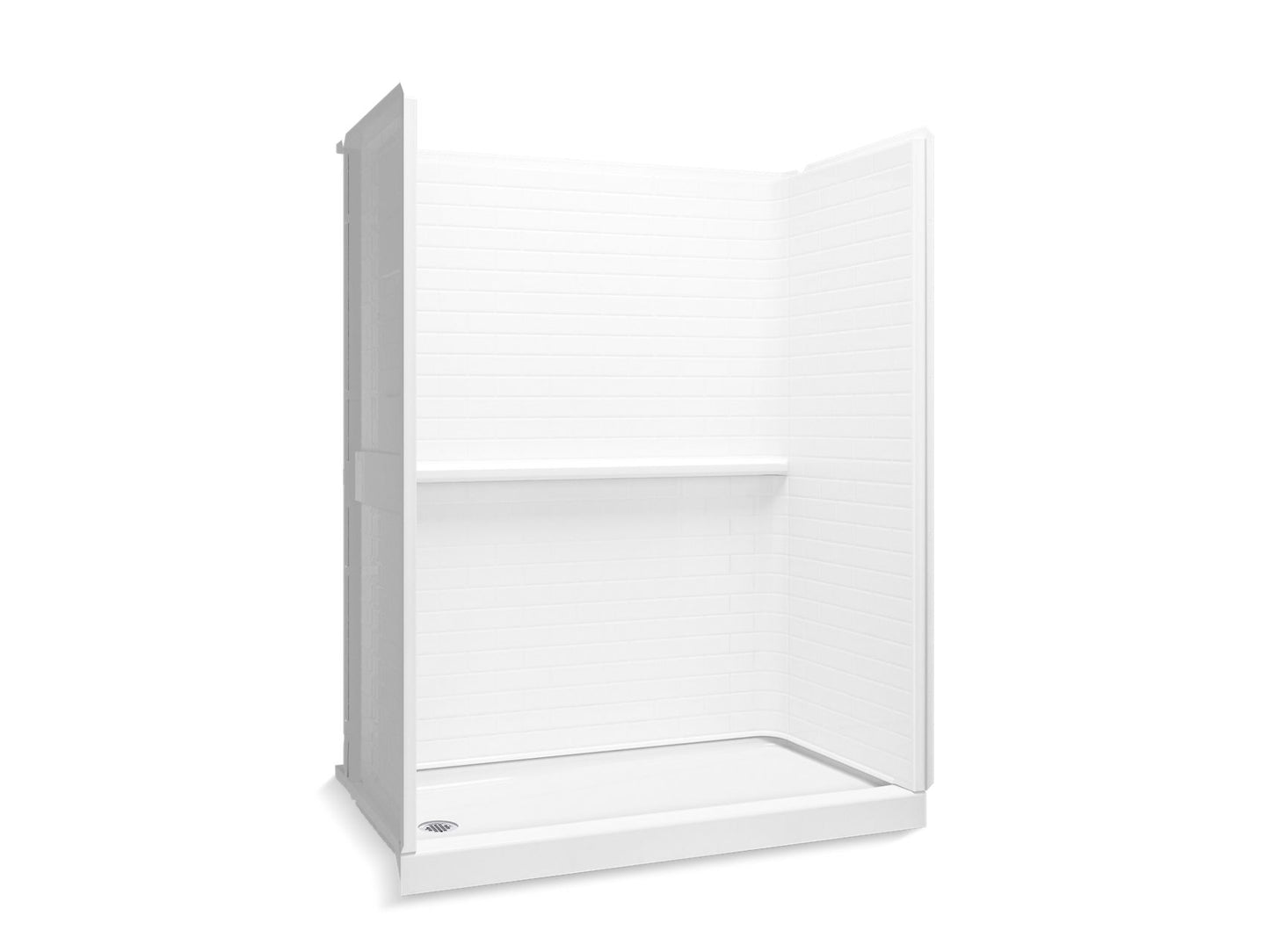 Sterling 72570116 Traverse 60" x 30" x 76-1/4" Vikrell® Shower with Aging in Place Backerboards, Left Drain, White