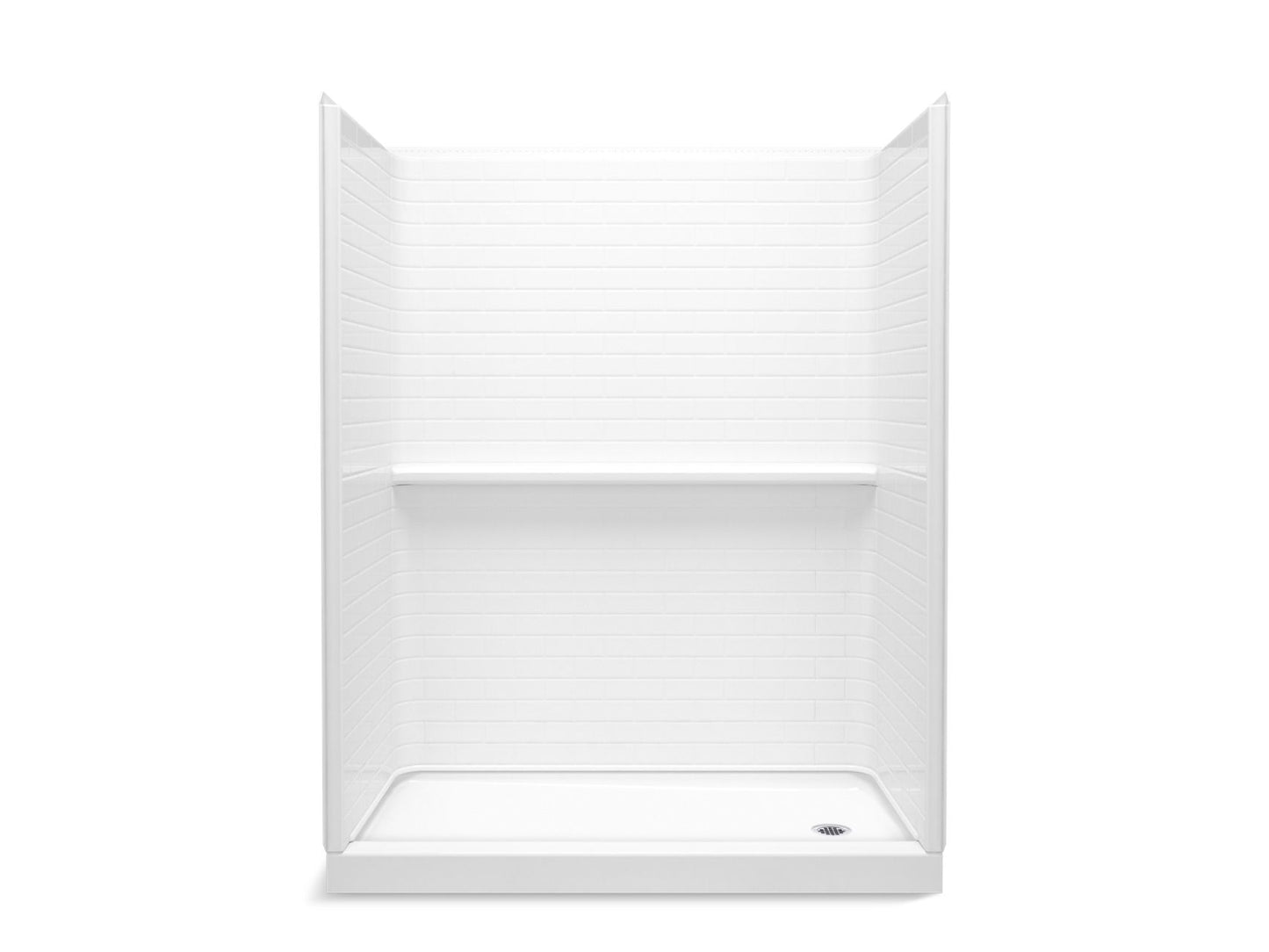 Sterling 72570126 Traverse 60" x 30" x 76-1/4" Vikrell® Shower with Aging in Place Backerboards, Right Drain, White
