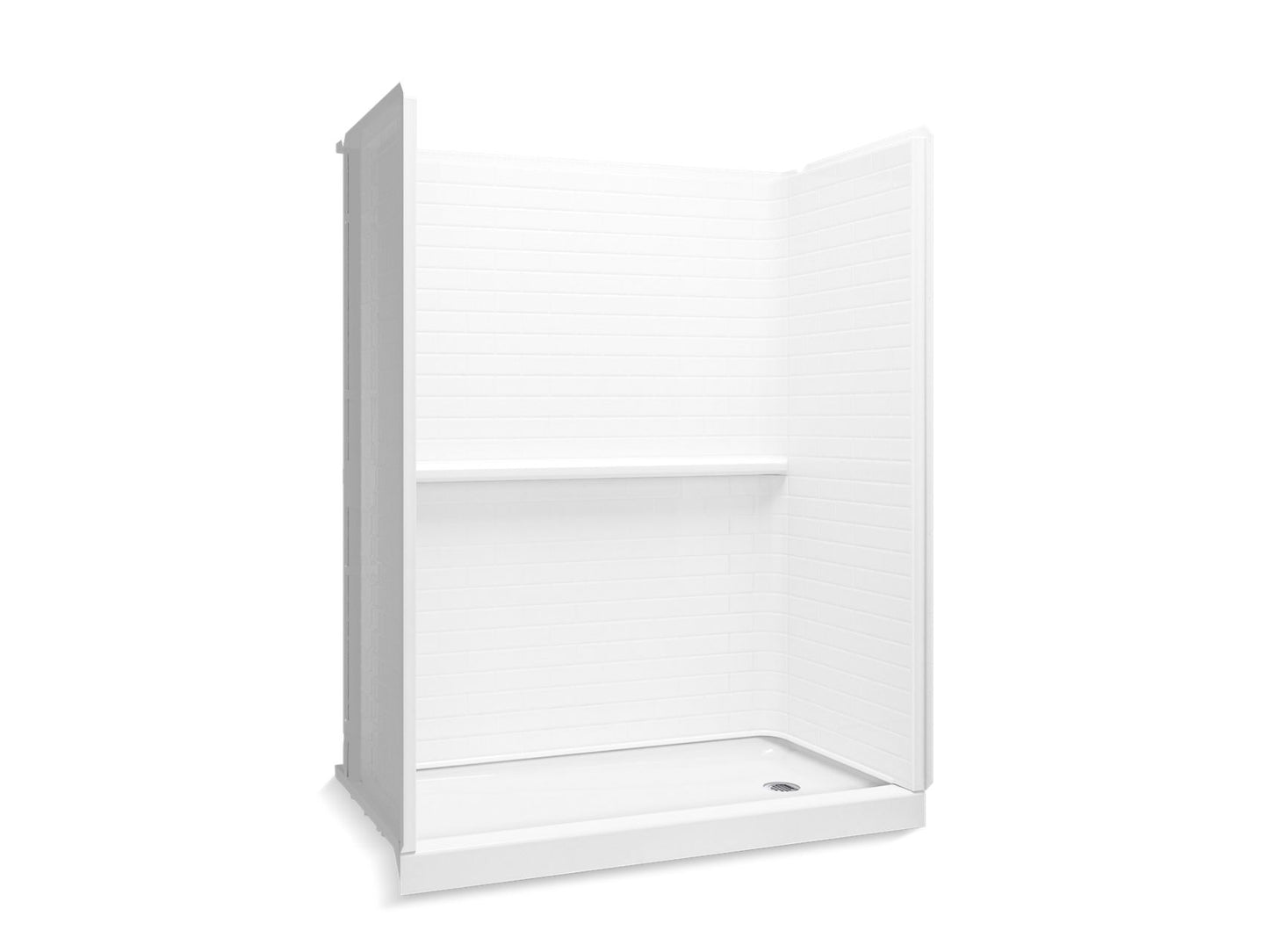 Sterling 72570126 Traverse 60" x 30" x 76-1/4" Vikrell® Shower with Aging in Place Backerboards, Right Drain, White