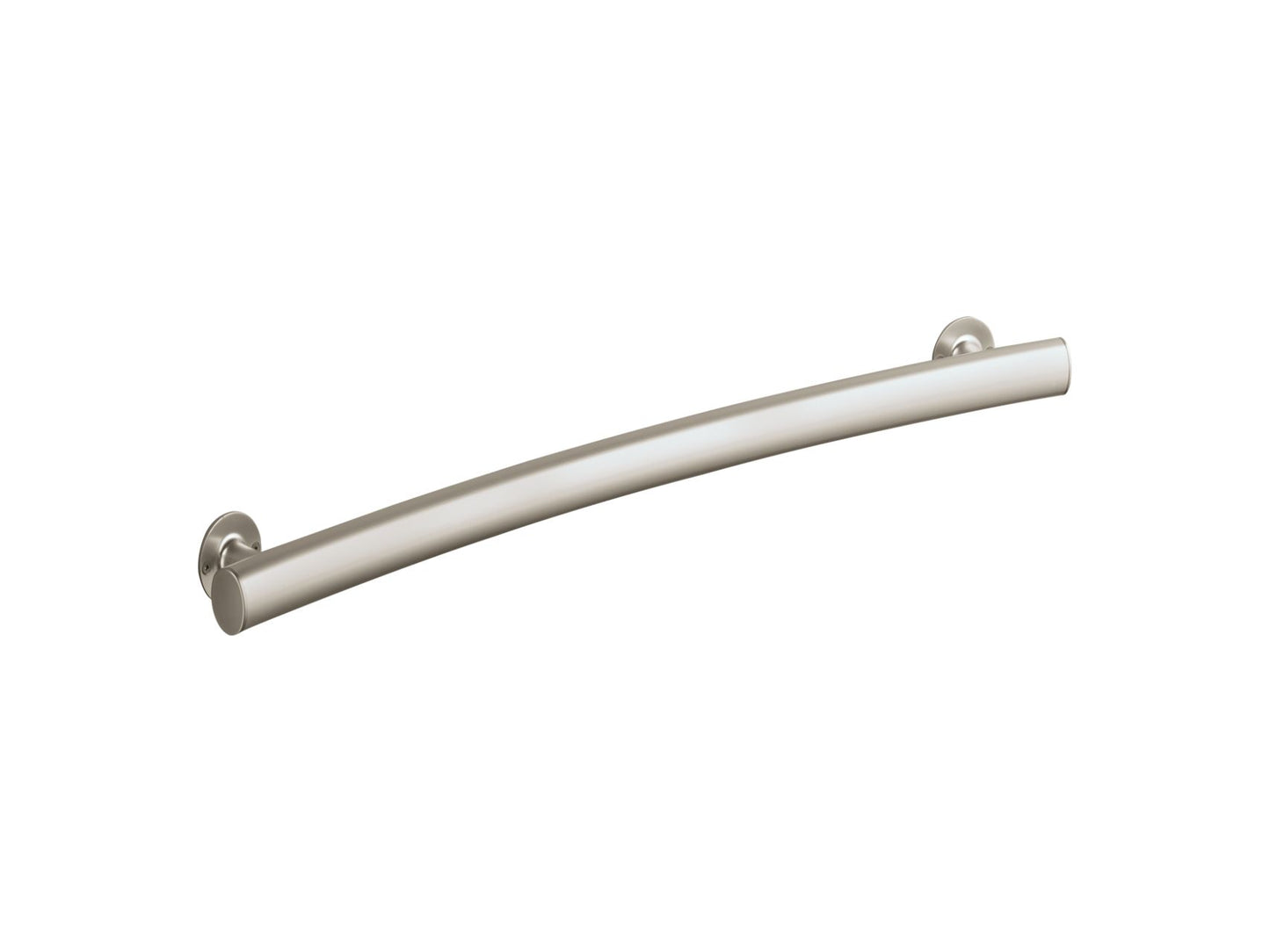 Sterling 80012134 34" Curved Grab Bar, Nickel Frame Finish with Smooth/Clear Glass Texture