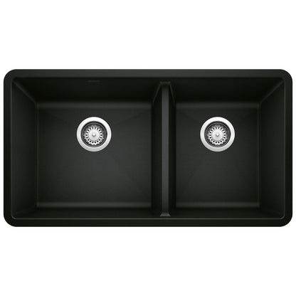 BLANCO 442926 Precis 1-3/4 Double Bowl Kitchen Sink - Coal Black