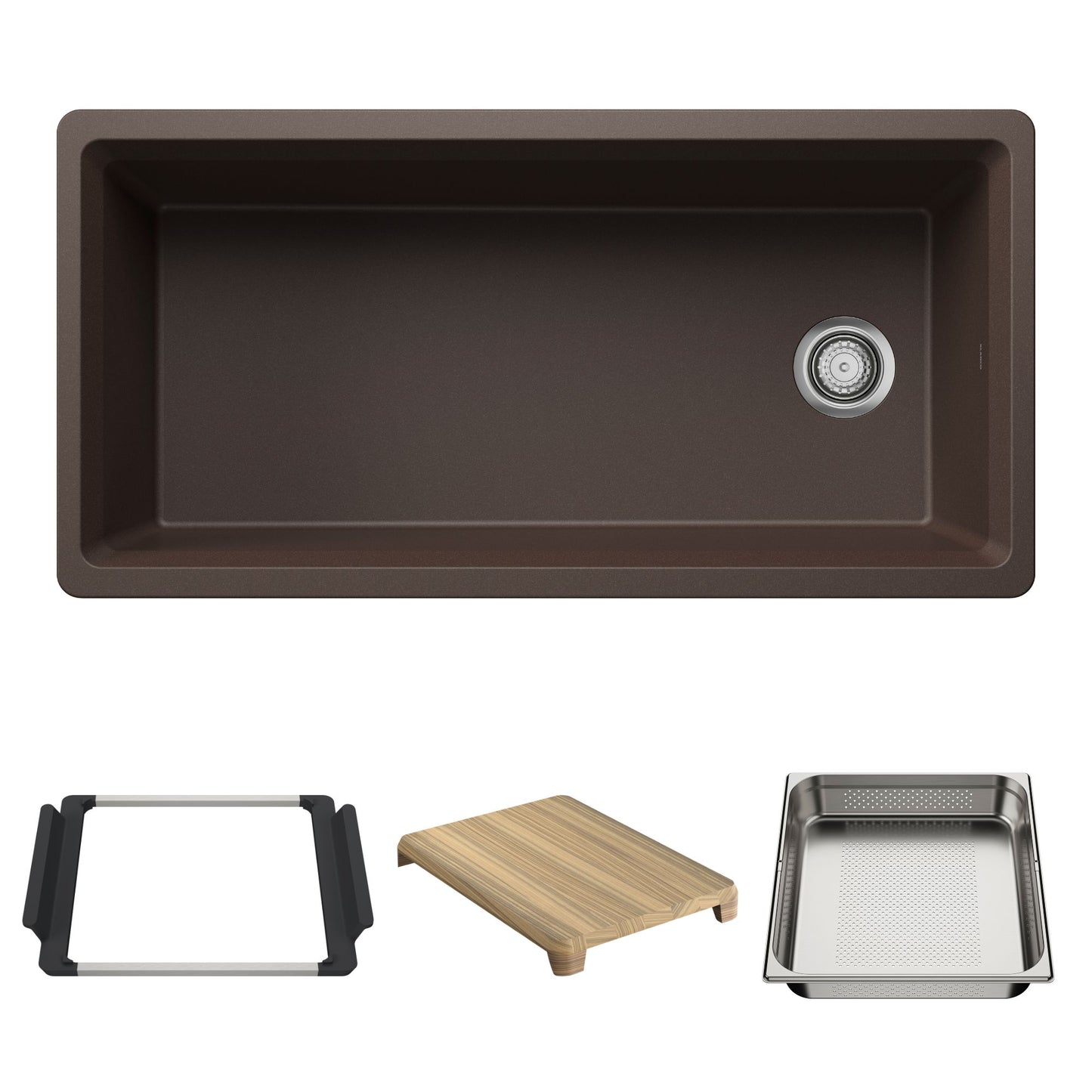 BLANCO Inteos SILGRANIT 39" Single Bowl Reversible Undermount Workstation Kitchen Sink - Café
