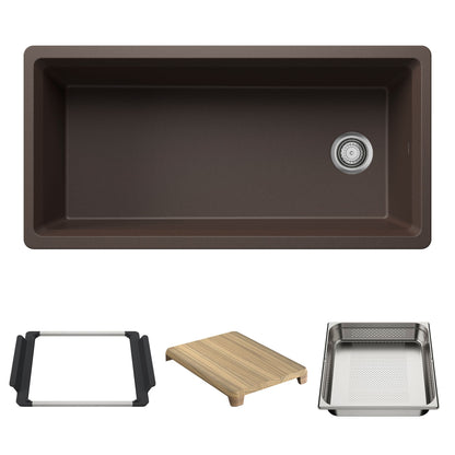 BLANCO Inteos SILGRANIT 39" Single Bowl Reversible Undermount Workstation Kitchen Sink - Café