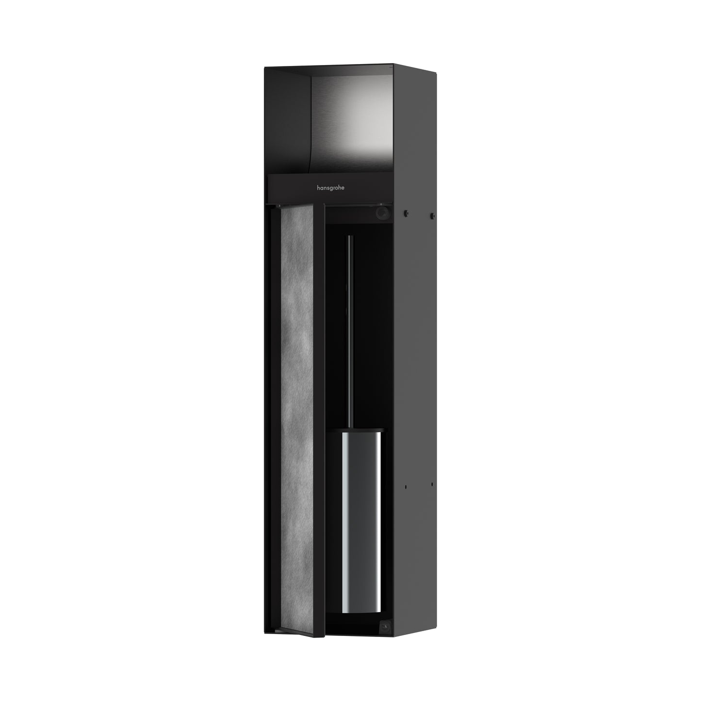 hansgrohe XtraStoris Rock Recessed Toilet Brush Holder with Toilet Paper Holder & Tileable Door