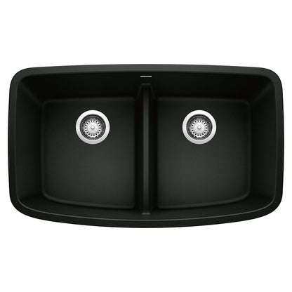 BLANCO 442940 Valea Equal Double Bowl Kitchen Sink with Low Divide - Coal Black