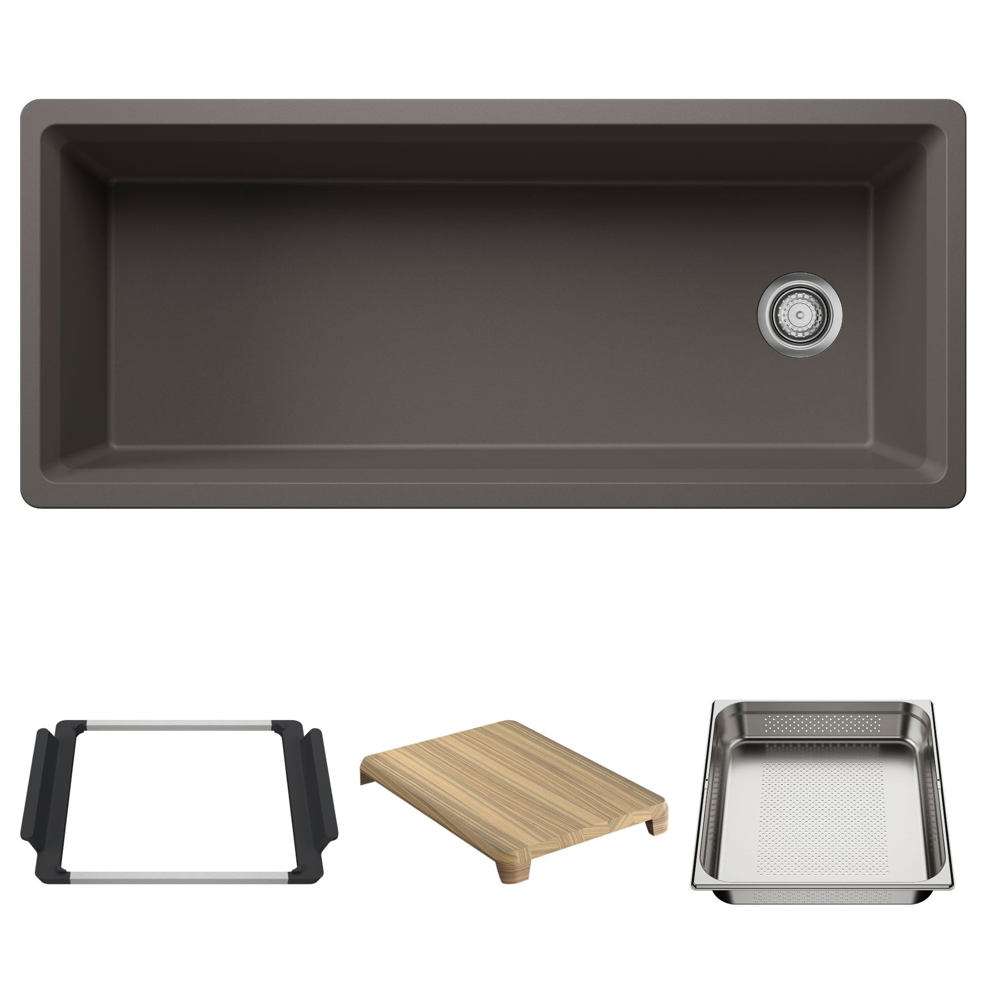 BLANCO Inteos SILGRANIT 45" Single Bowl Reversible Undermount Workstation Kitchen Sink - Volcano Gray