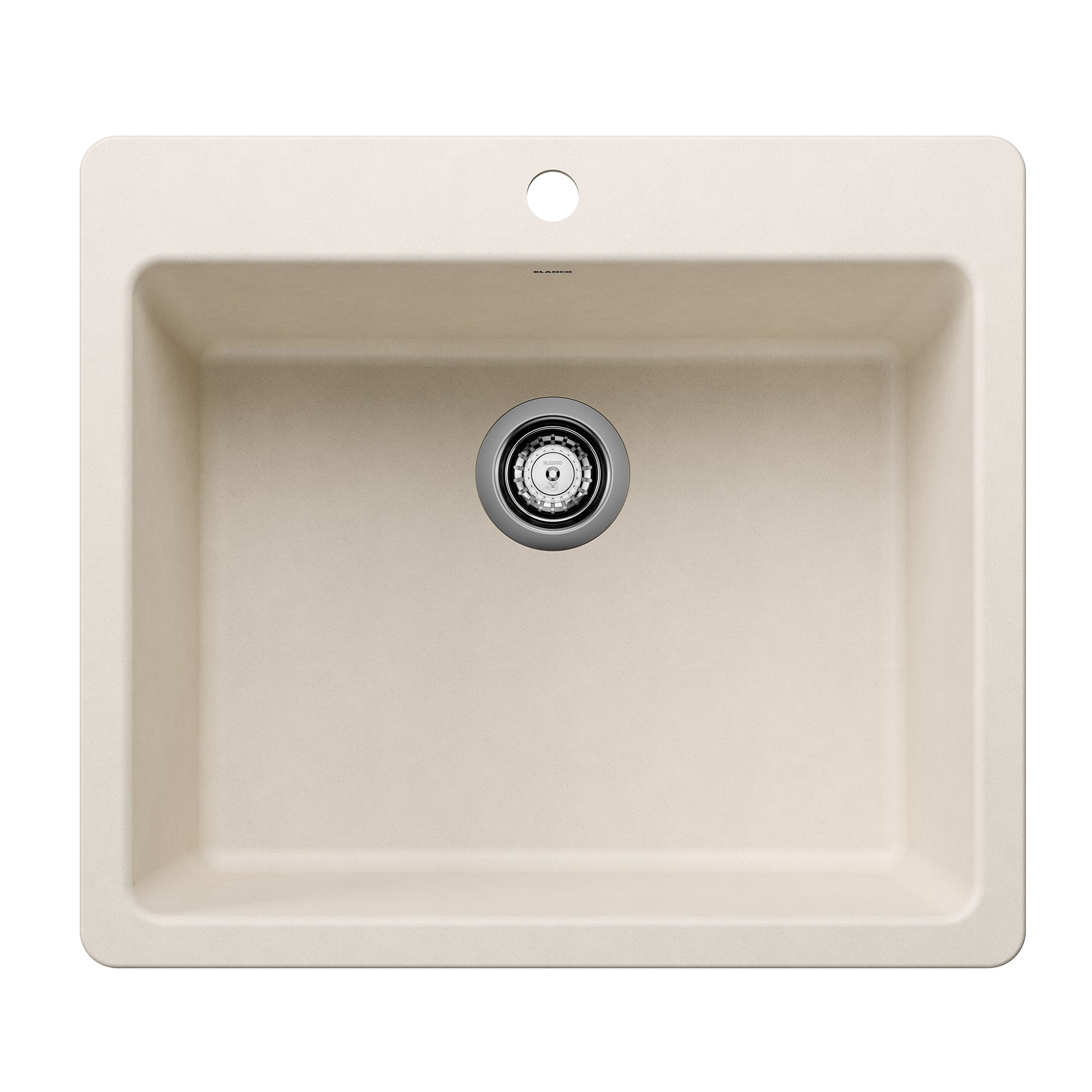 BLANCO Liven SILGRANIT 25" Single Bowl Dual Mount Kitchen Sink - Soft White