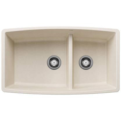 BLANCO 443088 Performa 1-3/4 Double Bowl Kitchen Sink with Low Divide - Soft White