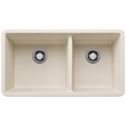 BLANCO 443081 Precis 1-3/4 Double Bowl Kitchen Sink - Soft White