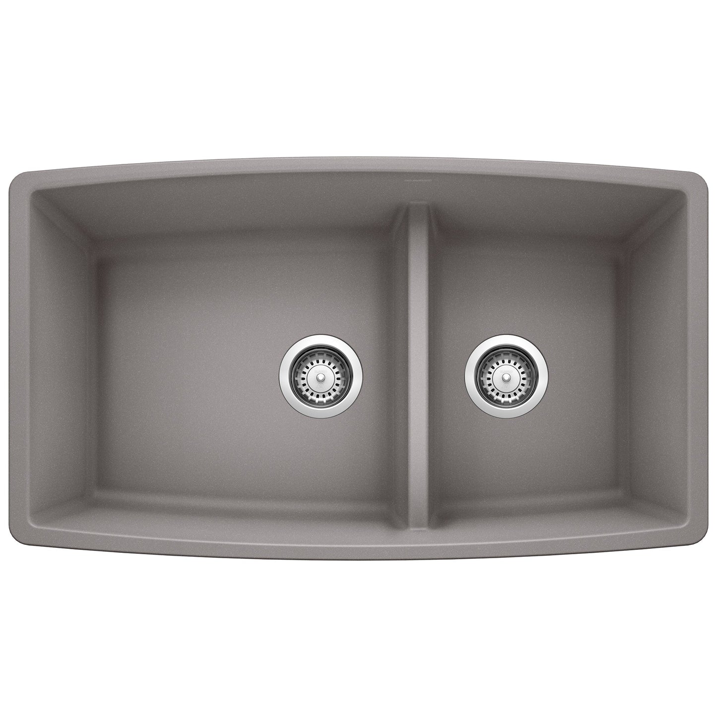 BLANCO 441309 Performa 1-3/4 Double Bowl Kitchen Sink with Low Divide - Metallic Gray