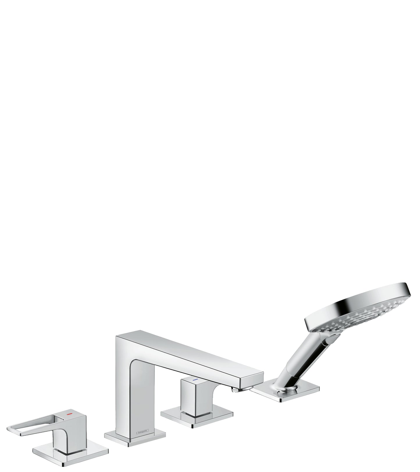 hansgrohe Metropol 4-Hole Roman Tub Set Trim with Loop Handles and 1.75 GPM Handshower
