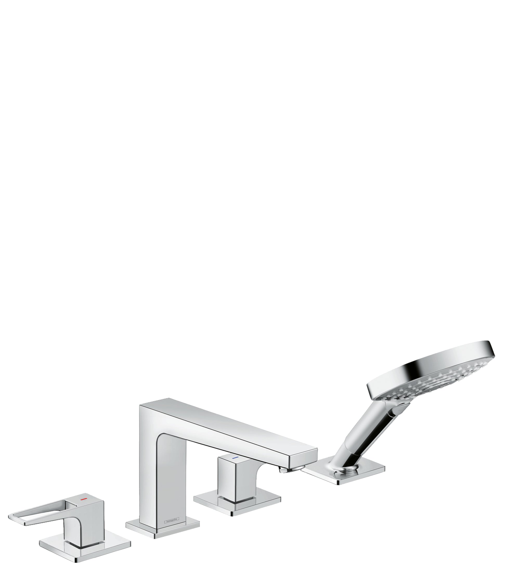 hansgrohe Metropol 4-Hole Roman Tub Set Trim with Loop Handles and 1.75 GPM Handshower