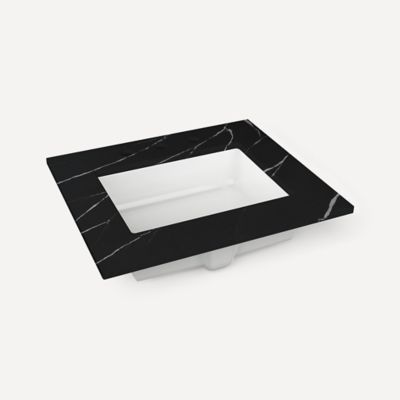 Quartz Stone Vanity Top, 24" x 1-1/8" x 23", Center Undercounter Sink, Three Hole, For Sendai and Chestnut Hill