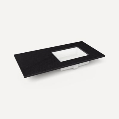 Quartz Stone Vanity Top, 43" x 3/4" x 22", Right Offset Undercounter Sink, Three Hole