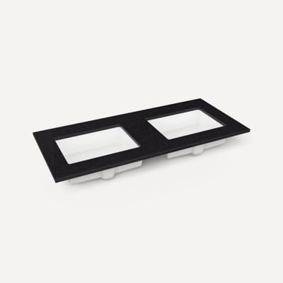 Quartz Stone Vanity Top, 49" x 3/4" x 22", Double Undercounter Sink, Three Hole