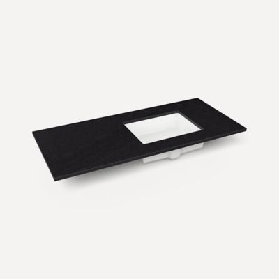 Quartz Stone Vanity Top, 49" x 3/4" x 22", Right Offset Undercounter Sink, Single Hole