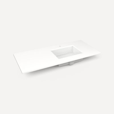 Quartz Stone Vanity Top, 49" x 3/4" x 22", Right Offset Undercounter Sink, Single Hole