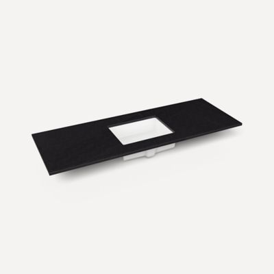 Quartz Stone Vanity Top, 61" x 3/4" x 22", Center Undercounter Sink, Three Hole