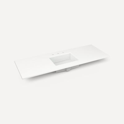 Quartz Stone Vanity Top, 61" x 3/4" x 22", Center Undercounter Sink, Three Hole