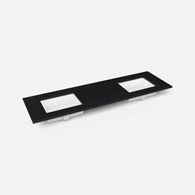 Quartz Stone Vanity Top, 73" x 3/4" x 22", Double Undercounter Sink, Single Hole