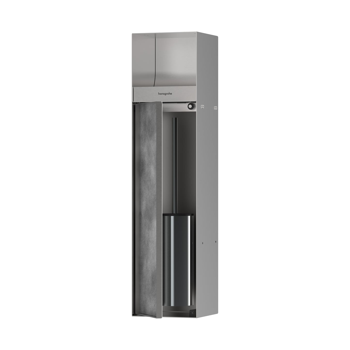 hansgrohe XtraStoris Rock Recessed Toilet Brush Holder with Toilet Paper Holder & Tileable Door