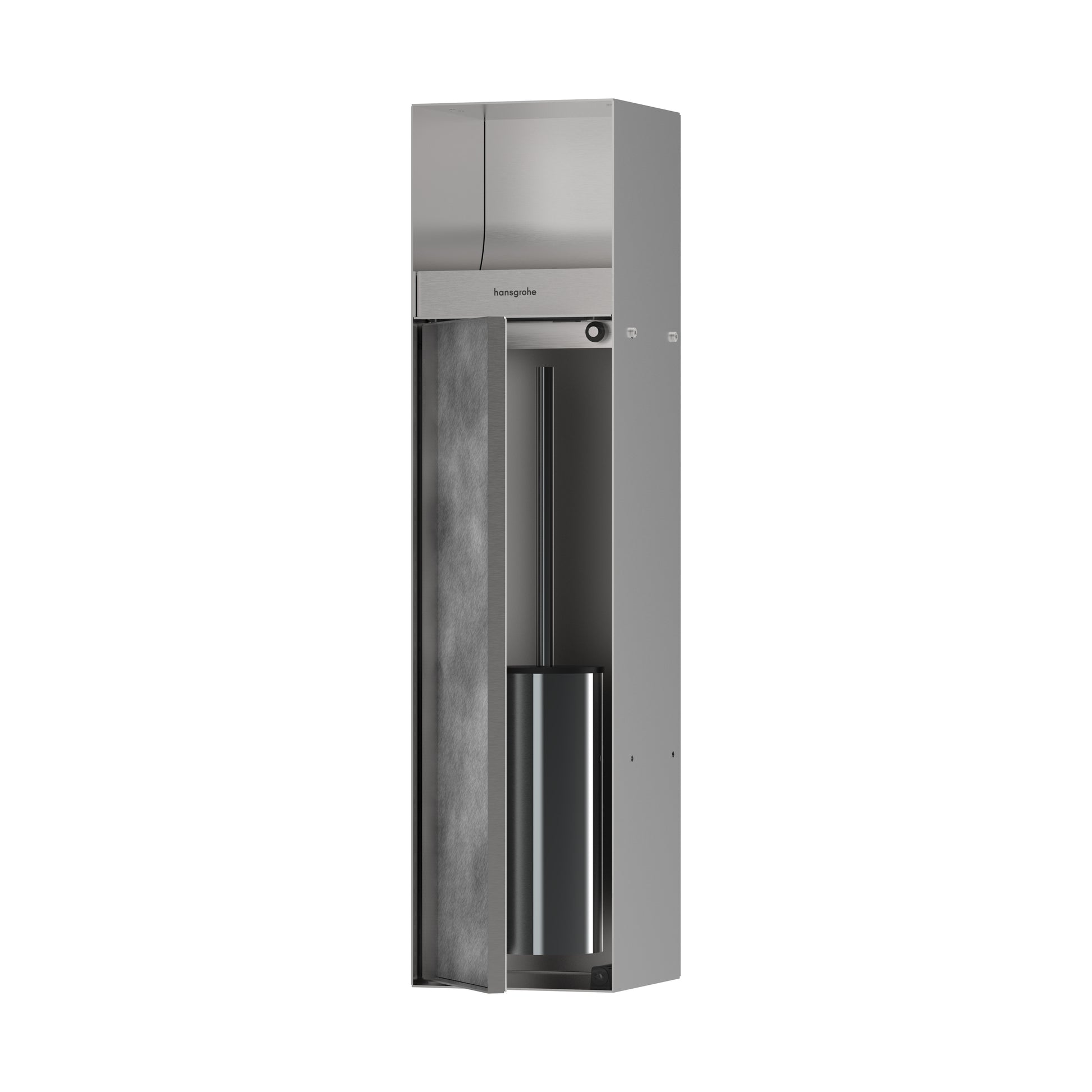 hansgrohe XtraStoris Rock Recessed Toilet Brush Holder with Toilet Paper Holder & Tileable Door
