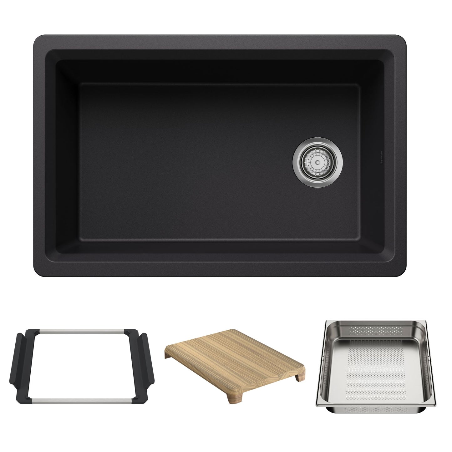 BLANCO Inteos SILGRANIT 30" Single Bowl Reversible Undermount Workstation Kitchen Sink - Coal Black