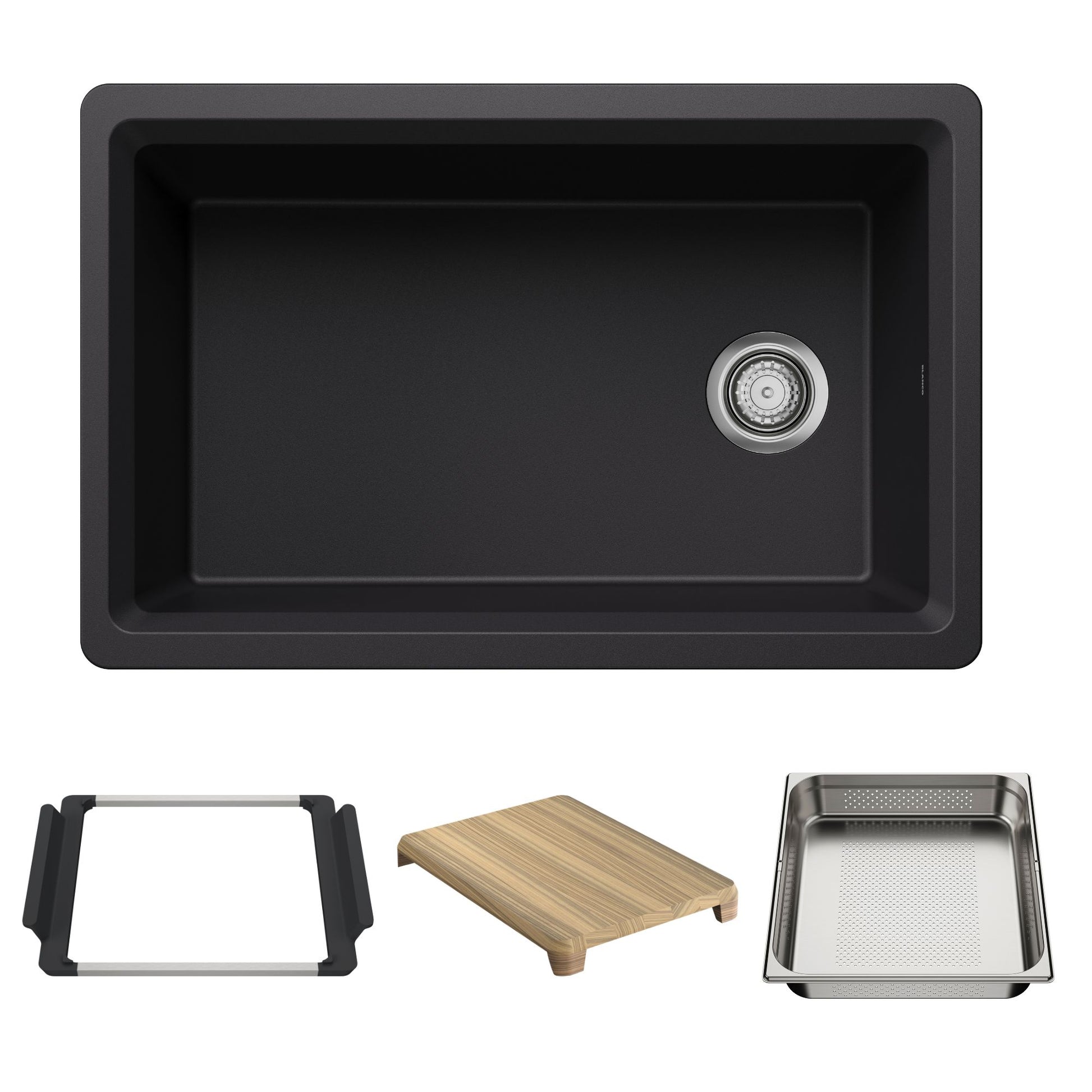 BLANCO Inteos SILGRANIT 30" Single Bowl Reversible Undermount Workstation Kitchen Sink - Coal Black
