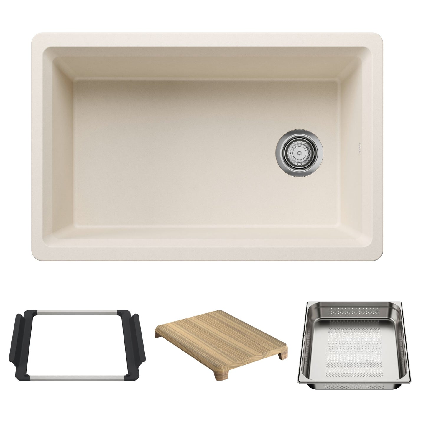BLANCO Inteos SILGRANIT 30" Single Bowl Reversible Undermount Workstation Kitchen Sink - Soft White