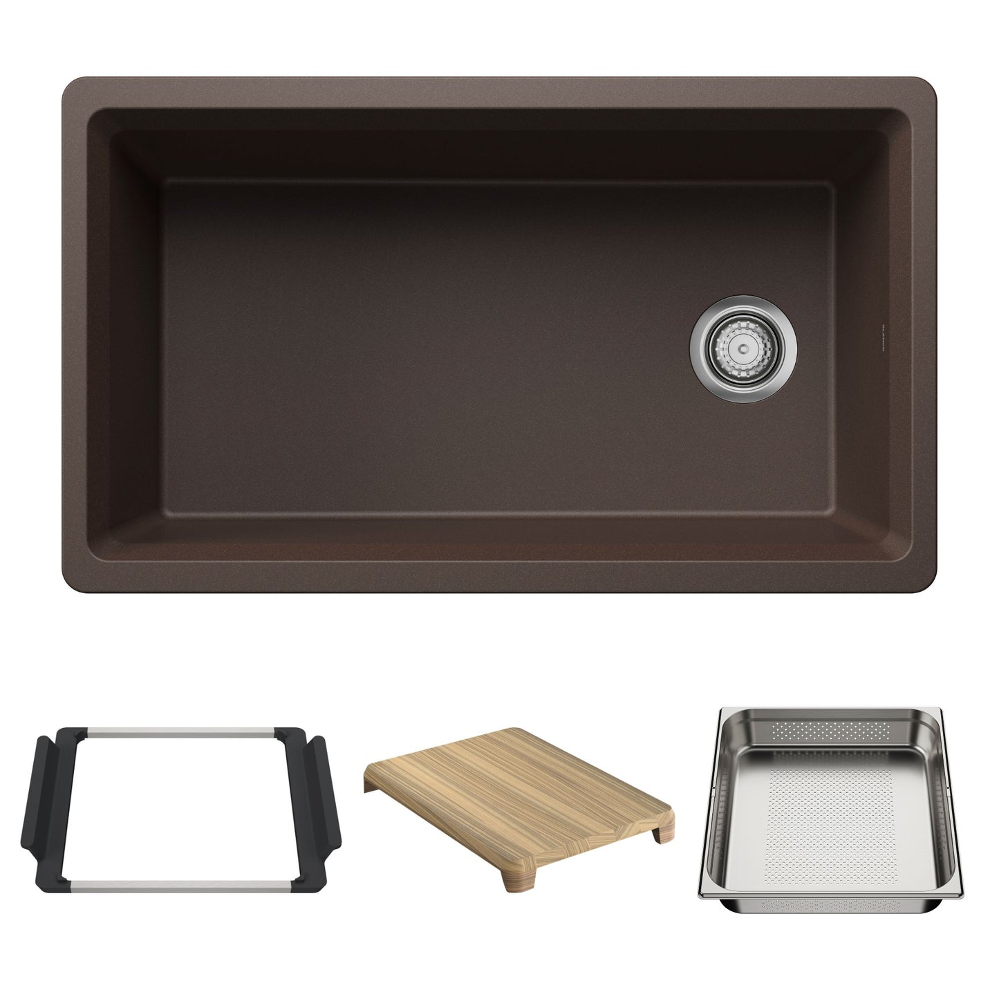BLANCO Inteos SILGRANIT 33" Single Bowl Reversible Undermount Workstation Kitchen Sink - Café