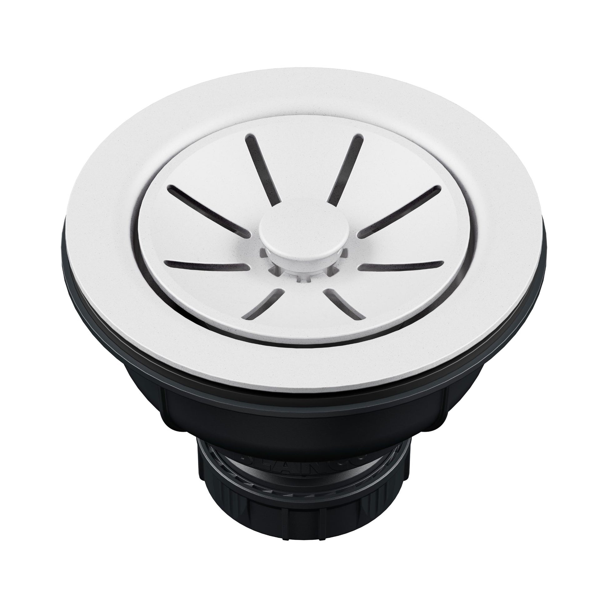BLANCO Essential Silgranit Color-Matched 3.5" Basket Strainer with Turn-to-Close Design - White