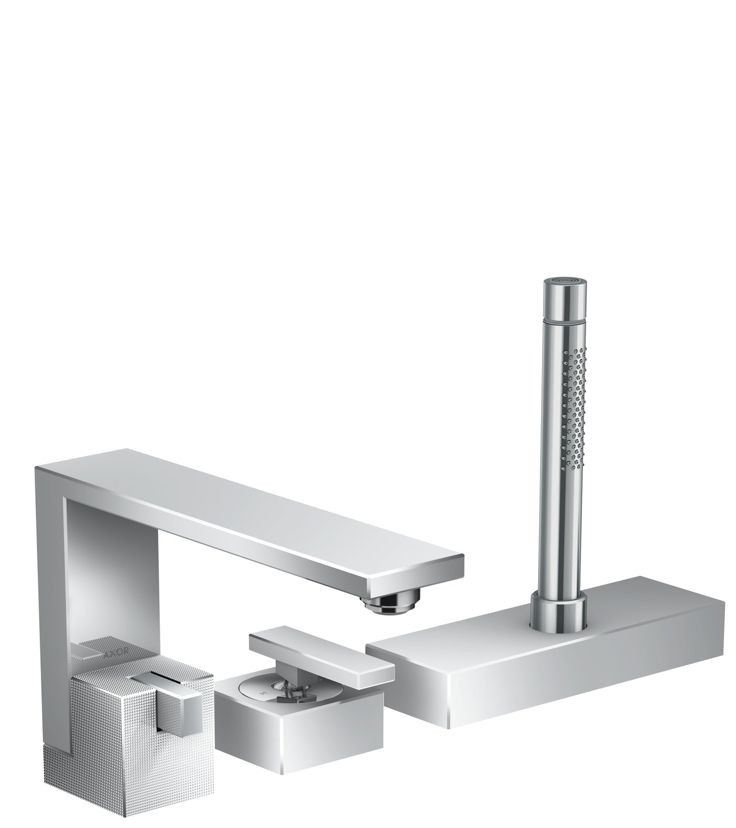 AXOR Edge 3-Hole Roman Tub Set Trim with 1.75 GPM Handshower - Diamond Cut