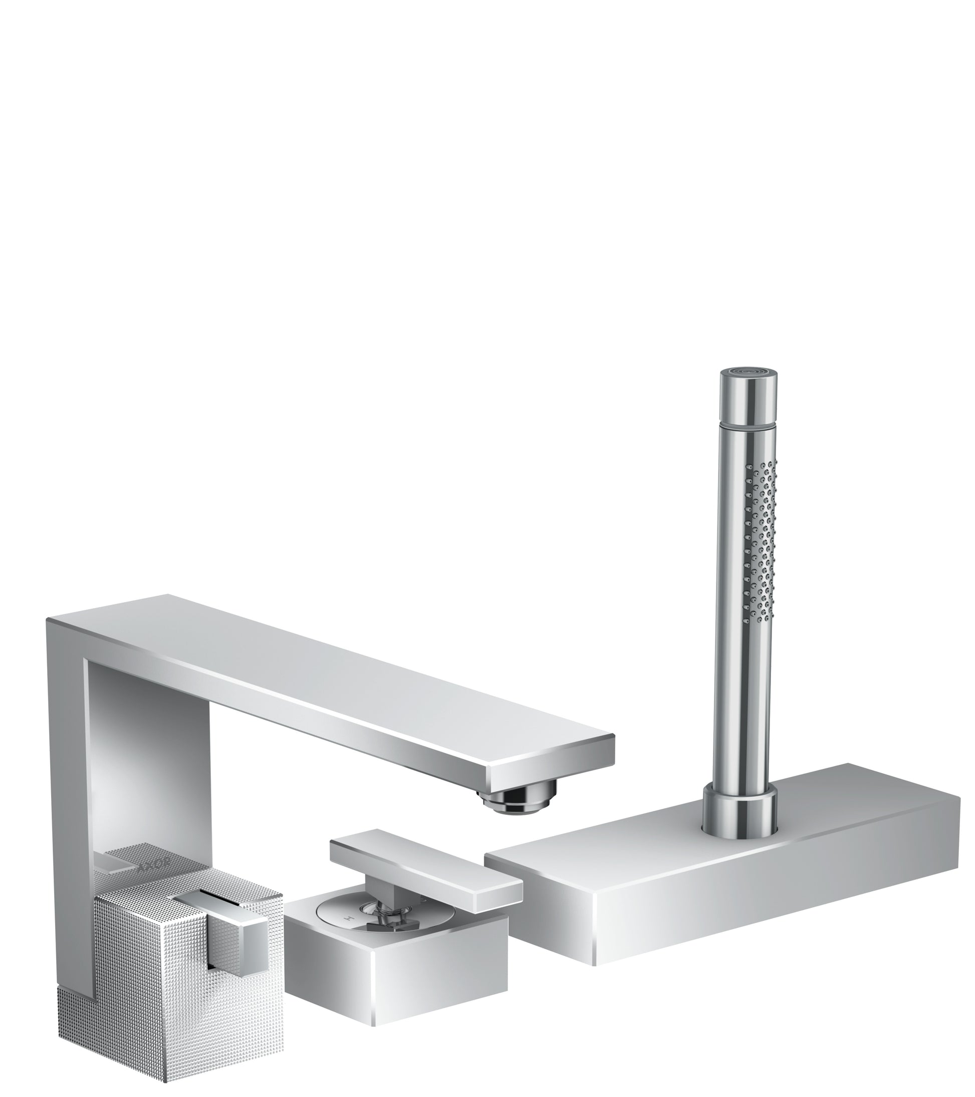 AXOR Edge 3-Hole Roman Tub Set Trim with 1.75 GPM Handshower - Diamond Cut