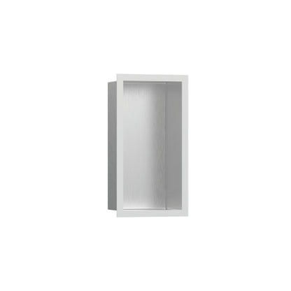 hansgrohe XtraStoris Individual Wall Niche Brushed Stainless Steel with Design Frame 12"x 6"x 4"
