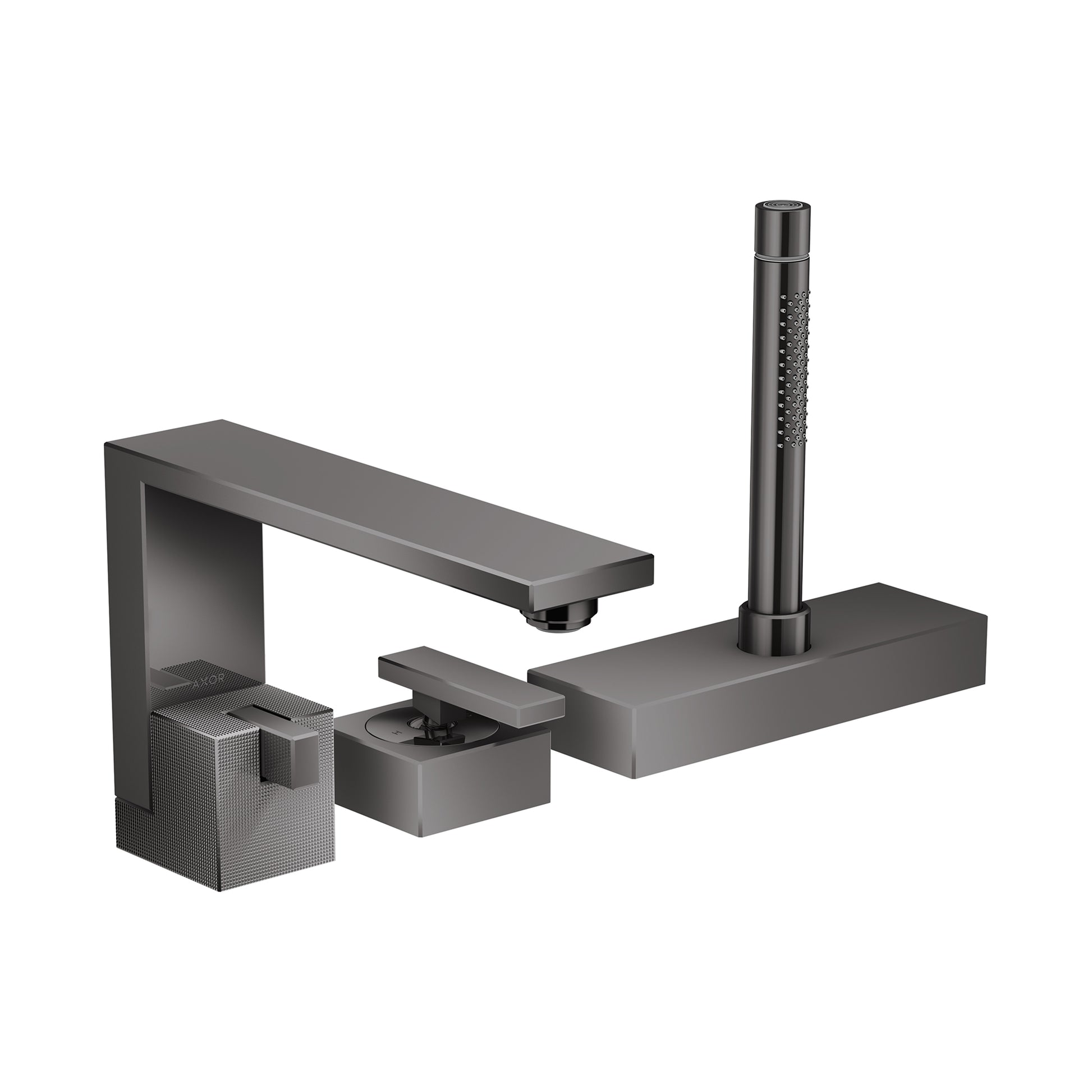 AXOR Edge 3-Hole Roman Tub Set Trim with 1.75 GPM Handshower - Diamond Cut