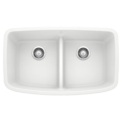 BLANCO 442199 Valea Equal Double Bowl Kitchen Sink with Low Divide - White
