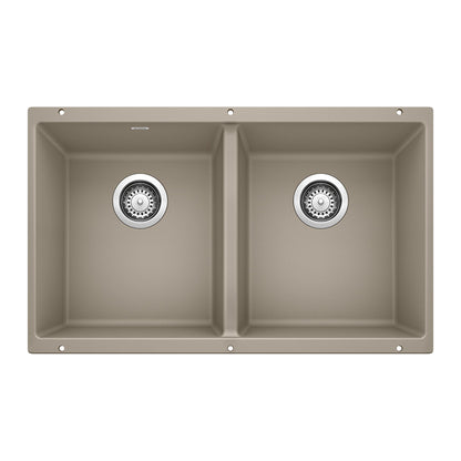BLANCO 517678 Precis Equal Double Bowl Kitchen Sink - Truffle