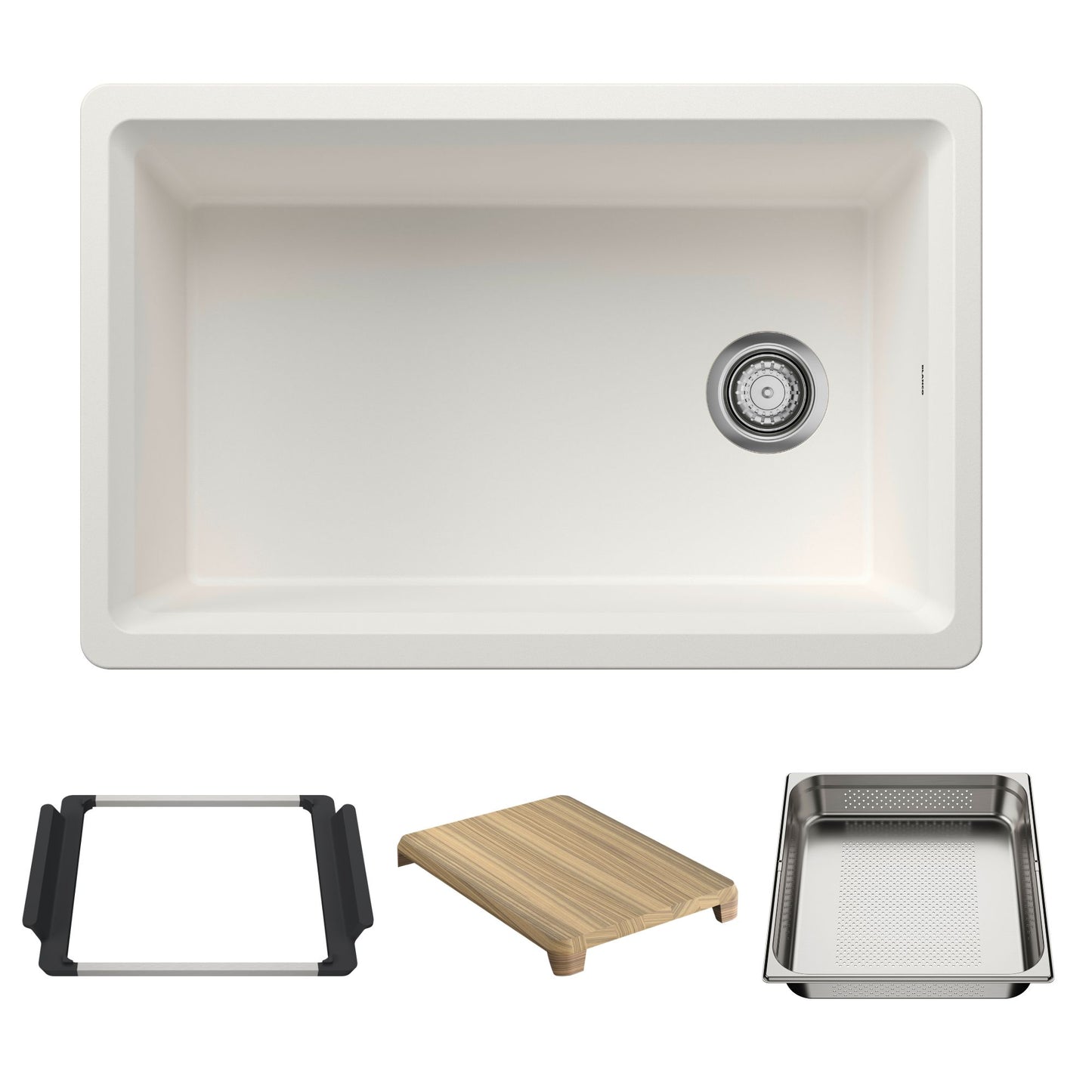 BLANCO Inteos SILGRANIT 30" Single Bowl Reversible Undermount Workstation Kitchen Sink - White