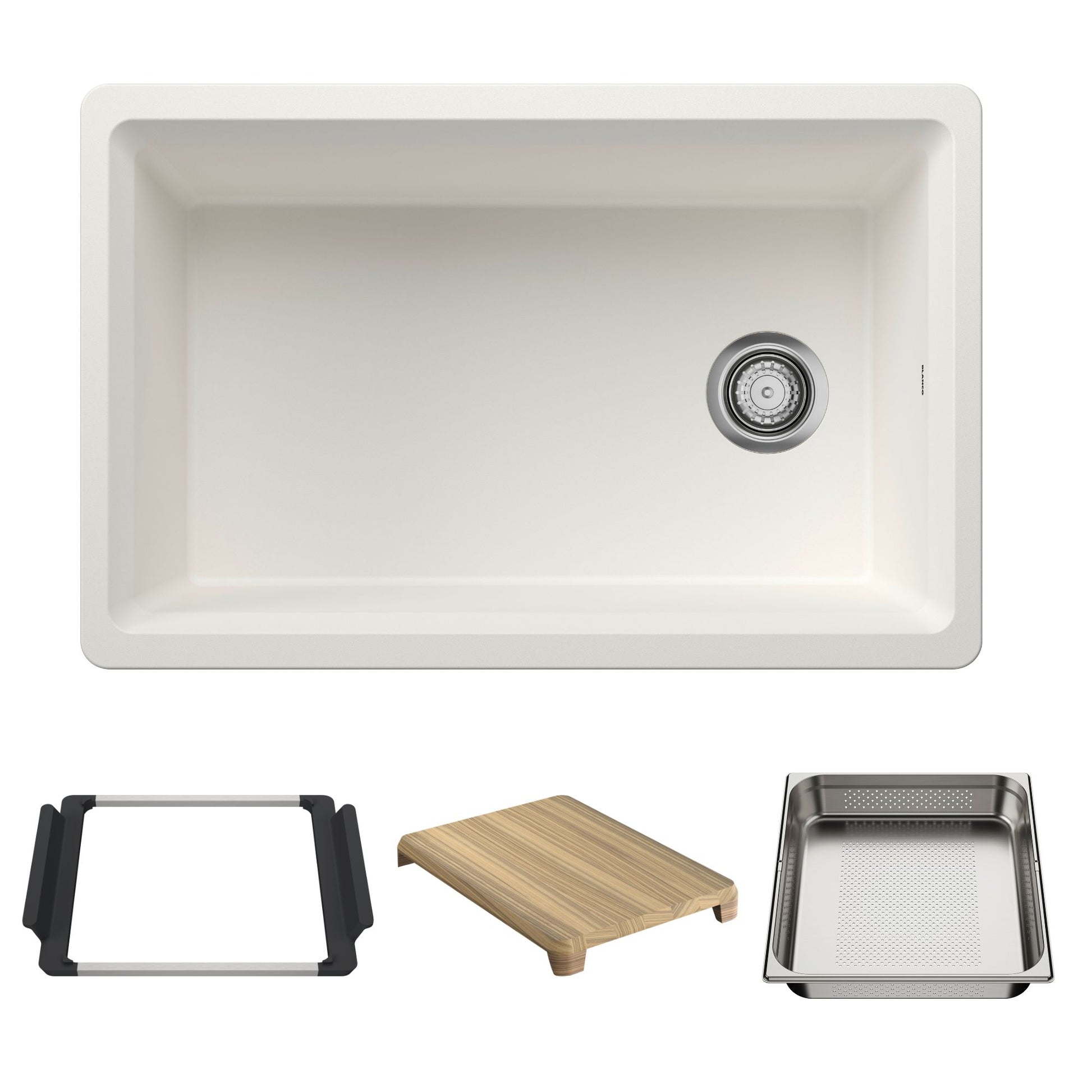 BLANCO Inteos SILGRANIT 30" Single Bowl Reversible Undermount Workstation Kitchen Sink - White