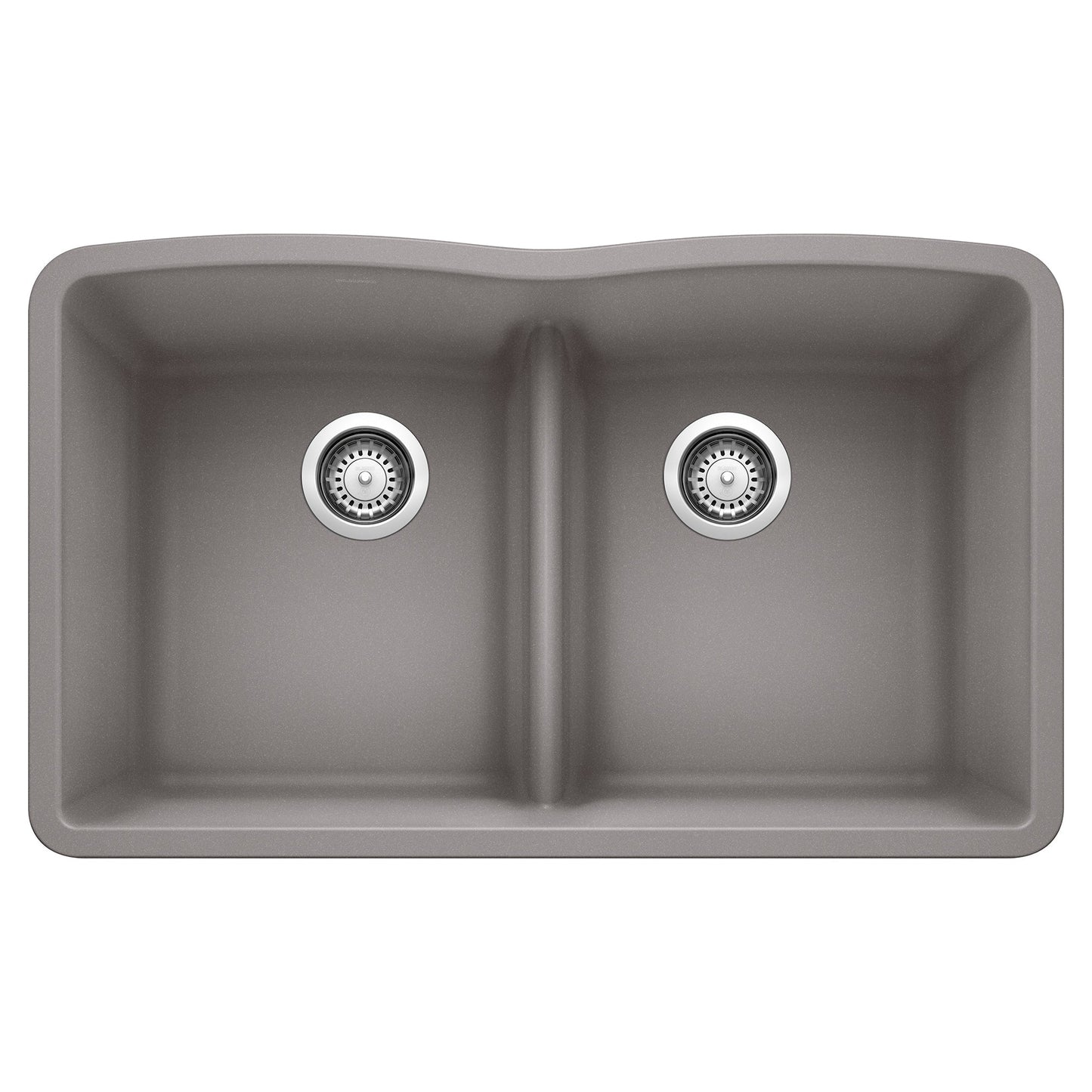 BLANCO 442077 Diamond Equal Double Bowl Kitchen Sink with Low Divide - Metallic Gray