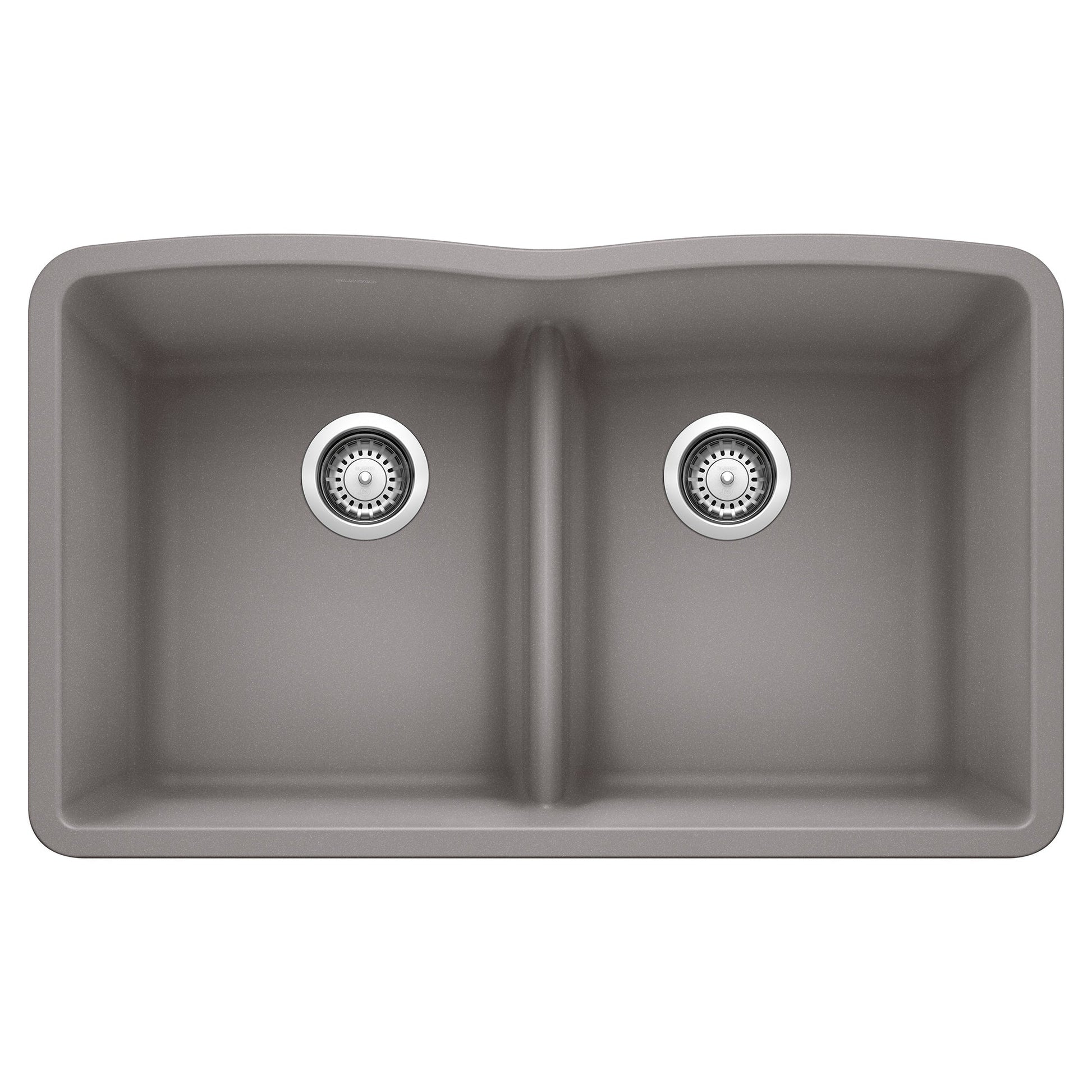 BLANCO 442077 Diamond Equal Double Bowl Kitchen Sink with Low Divide - Metallic Gray