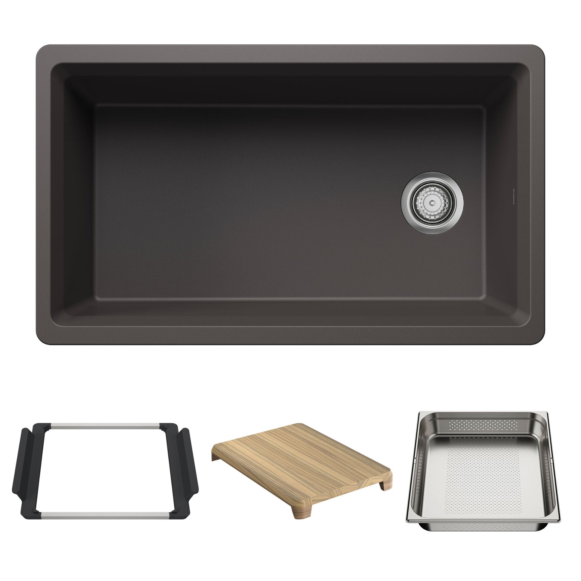BLANCO Inteos SILGRANIT 33" Single Bowl Reversible Undermount Workstation Kitchen Sink - Cinder