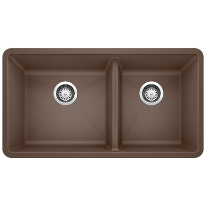 BLANCO 441129 Precis 1-3/4 Double Bowl Kitchen Sink - Café