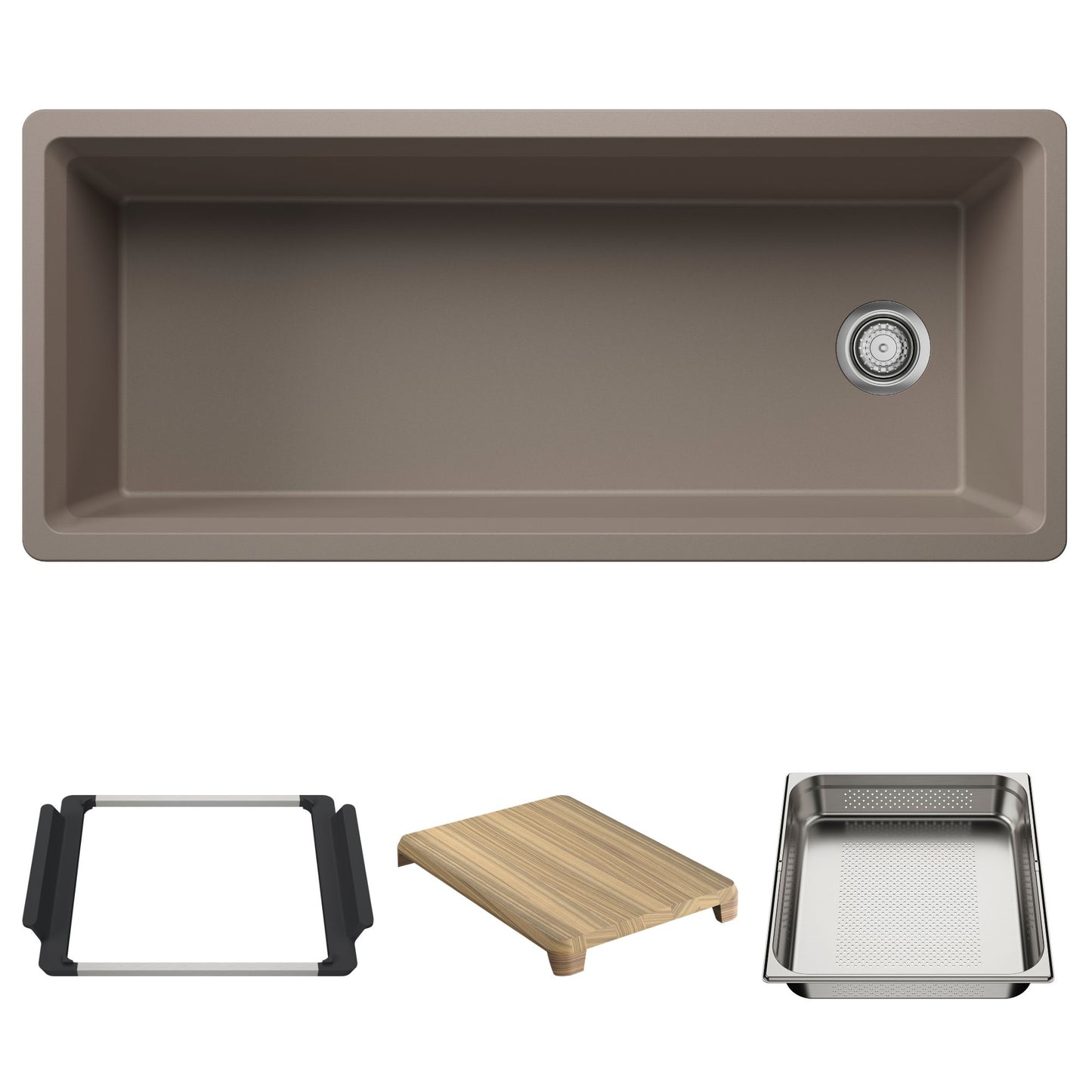 BLANCO Inteos SILGRANIT 45" Single Bowl Reversible Undermount Workstation Kitchen Sink - Truffle
