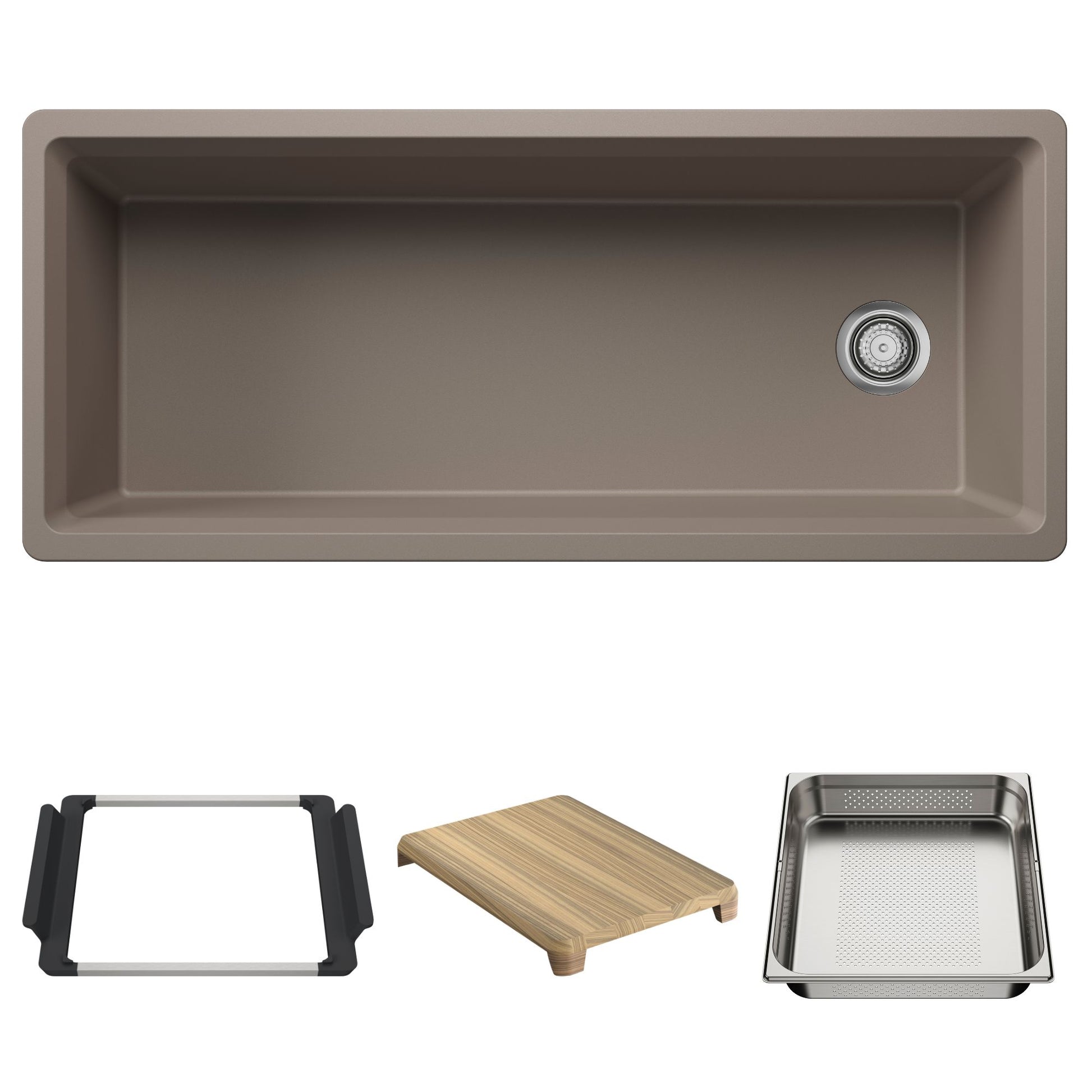 BLANCO Inteos SILGRANIT 45" Single Bowl Reversible Undermount Workstation Kitchen Sink - Truffle