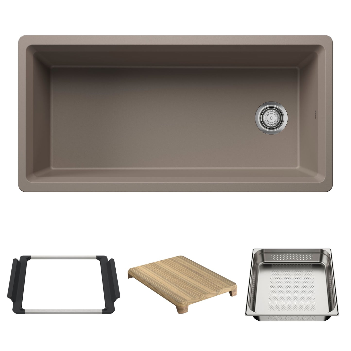 BLANCO Inteos SILGRANIT 39" Single Bowl Reversible Undermount Workstation Kitchen Sink - Truffle