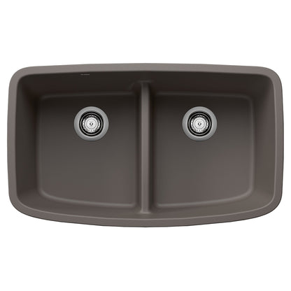 BLANCO 443126 Valea Equal Double Bowl Kitchen Sink with Low Divide - Volcano Gray